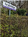 Outdated Ivybridge railway station name sign, Devon