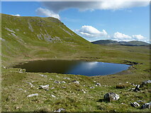 SH7148 : The upper reservoir of Llynau Barlwyd by Richard Law
