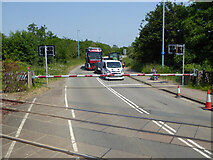 SO6302 : B4231 Station Road level crossing, Lydney by Robin Webster
