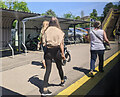 Passengers, cycle parking, car parking, bridge at Gillingham station