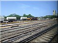 Goods train in sidings west of Woking station, class 69, no. 69001 Mayflower