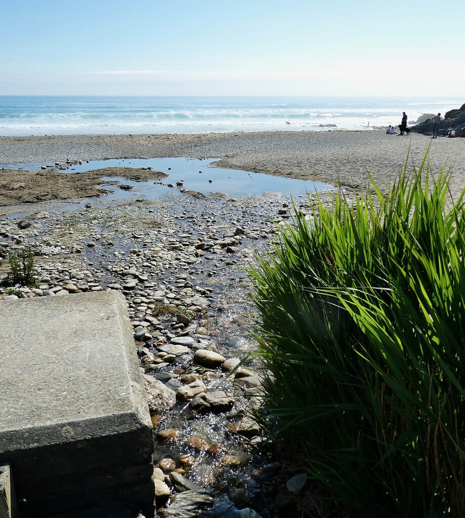 hemmick-beach-streams-flow-to-the-sea-rob-farrow-cc-by-sa-2-0