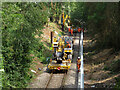 Electrification work on the Coryton line near Rhiwbina