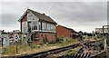 Sleaford East Signal Box and tracks into station from the east