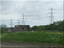 SJ3069 : Pillbox by River Dee at Shotton by David Smith