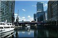 TQ3780 : West India Quay dock and DLR station by DS Pugh