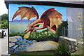 Closer view of dragon mural