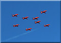 NJ2267 : Red Arrows over Moray by Anne Burgess