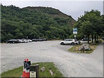 SN9264 : The car park for Caban Coch Visitor Centre by David Medcalf