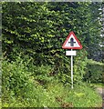 Warning sign - minor crossroads, Usk Road, Wentwood