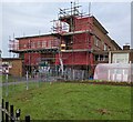ST2991 : School scaffolding, Malpas, Newport by Jaggery