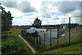 Construction site and passing train