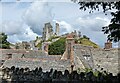 Corfe Castle over the rooftops