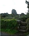 Roche - Stone steps leading to footpath to the rock