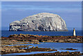 NT6087 : The Bass Rock from the shoreline at Seacliff by Walter Baxter