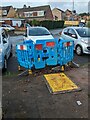 Turquoise temporary barriers, Alder Grove, Malpas, Newport