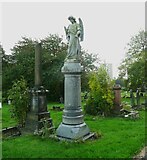 SE2534 : Angel on a pedestal, Armley Cemetery by Humphrey Bolton