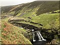 NY9302 : Waterfall and old mine workings, Blakethwaite Gill by David Robinson