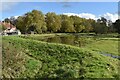 Water beyond flood defence bank, Sadler