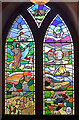 NT5917 : A stained glass window in Ruberslaw Parish Church by Walter Baxter