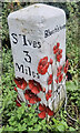 TL3573 : Milestone by the A1123, Station Road, Bluntisham by Mark Brotherton