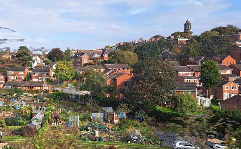 Wakefield: looking across allotments... © Christopher Hilton cc-by-sa/2 ...