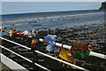 NZ6621 : Alice in Wonderland themed yarnbombing on the pier, Saltburn-by-the-Sea by Christopher Hilton