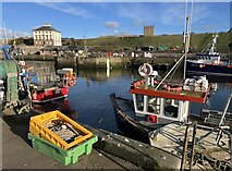 NT9464 : Boats, Buoys and Fish Boxes at Eyemouth Harbour by Jennifer Petrie