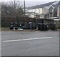 Wheelie bins awaiting emptying, Briton Ferry