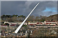 A wind turbine blade moving through Hawick