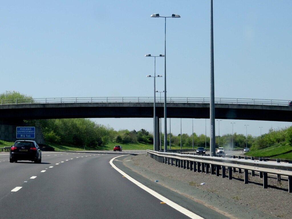 The M6 Toll runs under a minor road © Steve Daniels cc-by-sa/2.0 ...