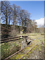 NY9841 : Railings and rails at ore-drop, Stanhopeburn Mine by Trevor Littlewood