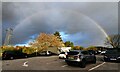 Nantwich Premier Inn: Rainbow seen from the car park