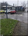 Metal frame at a car park entrance, Rockingham Terrace, Briton Ferry