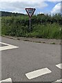 Misaligned GIVE WAY sign, Coed-y-fedw, Monmouthshire