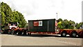 A heavy haulage vehicle negotiating a roundabout on Pilton Causeway