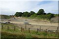 Railway embankment and new housing construction