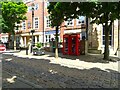 Pair of K6 telephone boxes on Market Place, Macclesfield