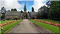 Buildings and monument at Cockermouth Cemetery