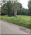 Raglan C.C. noticeboard on grass, Llandenny Walks, Monmouthshire