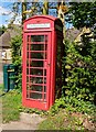 Defibrillator in former telephone kiosk, near Village Hall, Broadwell, Glos