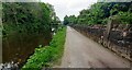 View along Leeds & Livepool Canal under pipeline opposite Wood House