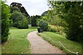 SP8633 : Bletchley Park: Path by the side of the pond by Michael Garlick