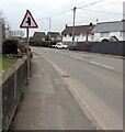 Warning sign alongside Caerleon Road, Ponthir, Torfaen