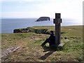 HU2177 : Cross Monument at Stenness and Dore Holm Natural Arch by Bob Embleton
