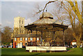 Christchurch Priory church and Bandstand