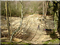 Old quarry at Buckland Rings being used by mountain bikers