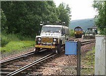 NN3039 : Network Rail Land Rover entering Bridge of Orchy Station by J M Briscoe