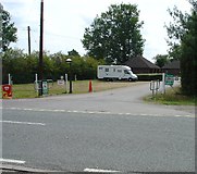 TQ2539 : Entrance to Amberley Fields Caravan Site, Next to Flight Tavern, Charlwood Road, Near Crawley, West Sussex by Pete Chapman