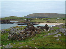 NC0426 : Remains of Black Houses overlooking Clachtoll Bay by colin price
